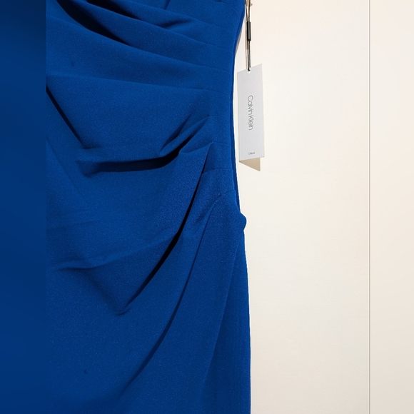 CALVIN KLEIN ROYAL BLUE WOMEN'S SLEEVELESS STARBURST SHEATH DRESS - Picture 4 of 10